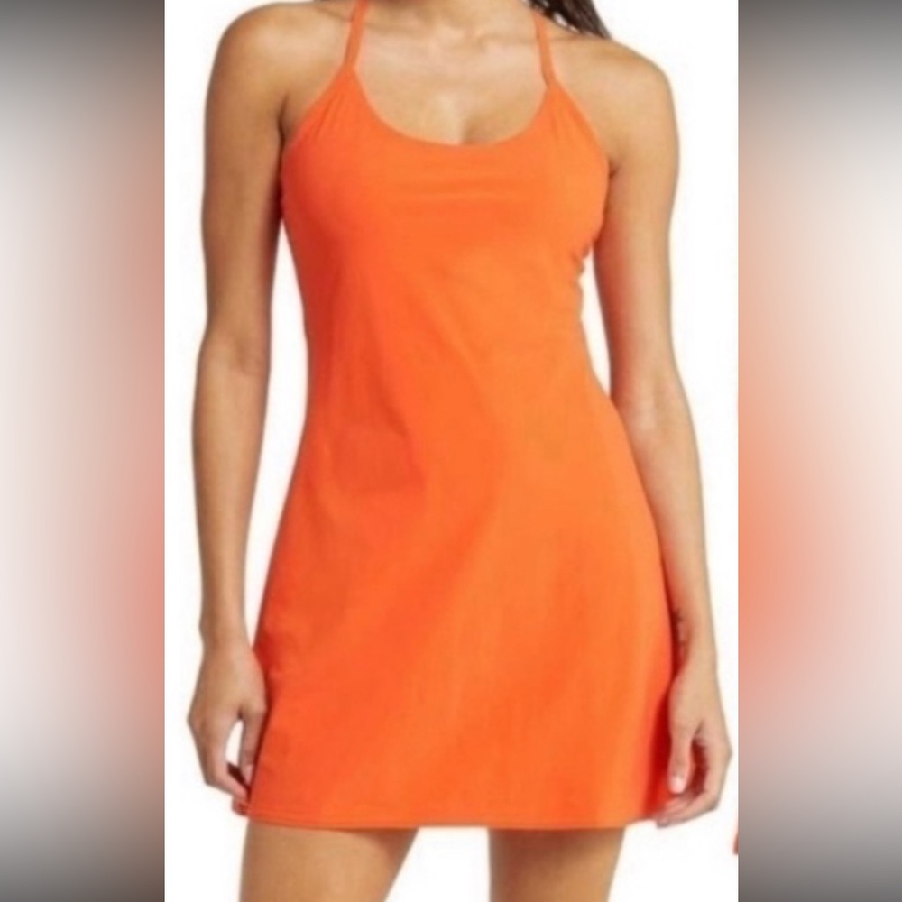 Outdoor Voices Strapless Orange Dress